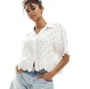 Black Eyelet Button Down